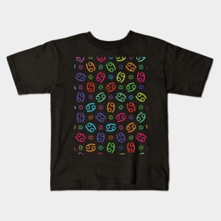 Pattern Cancer Zodiac Sign Horoscope Astrology Symbol Black Kids T-Shirt